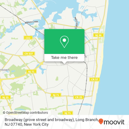 Mapa de Broadway (grove street and broadway), Long Branch, NJ 07740