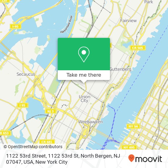 Mapa de 1122 53rd Street, 1122 53rd St, North Bergen, NJ 07047, USA