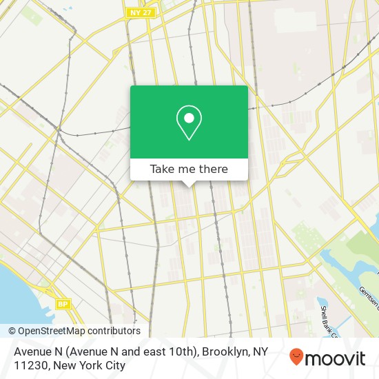 Mapa de Avenue N (Avenue N and east 10th), Brooklyn, NY 11230