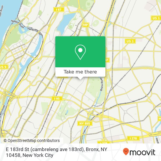 Mapa de E 183rd St (cambreleng ave 183rd), Bronx, NY 10458