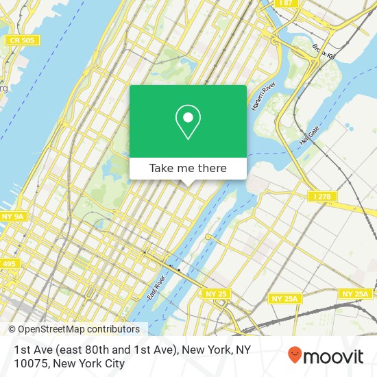 1st Ave (east 80th and 1st Ave), New York, NY 10075 map