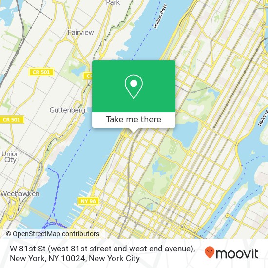 W 81st St (west 81st street and west end avenue), New York, NY 10024 map