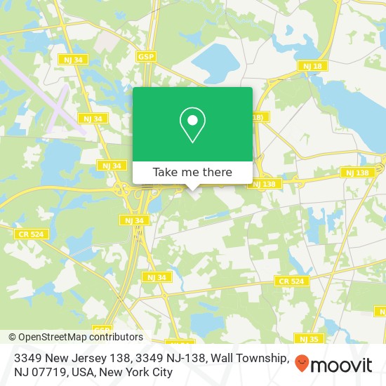 3349 New Jersey 138, 3349 NJ-138, Wall Township, NJ 07719, USA map