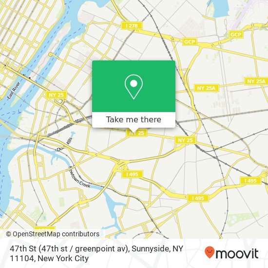 Mapa de 47th St (47th st / greenpoint av), Sunnyside, NY 11104