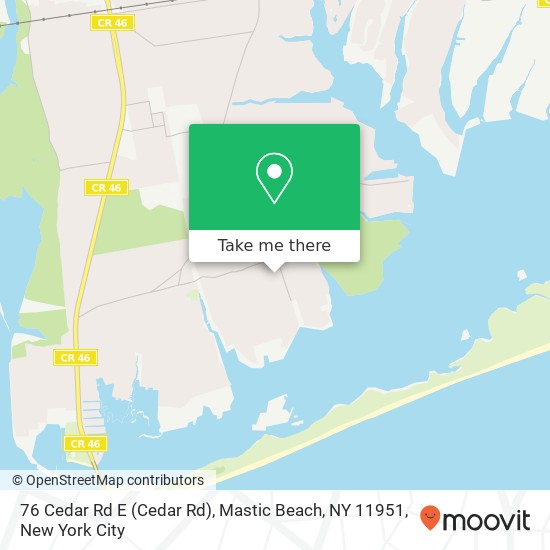 Mapa de 76 Cedar Rd E (Cedar Rd), Mastic Beach, NY 11951