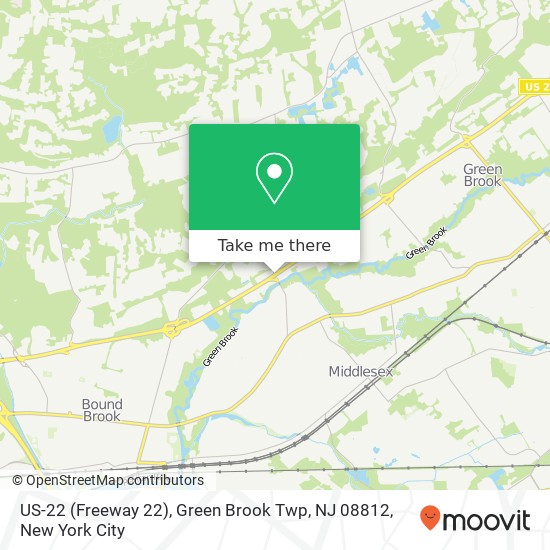 Mapa de US-22 (Freeway 22), Green Brook Twp, NJ 08812