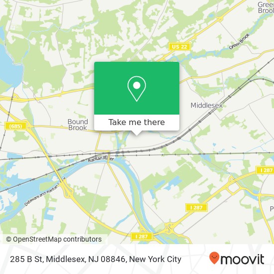 Mapa de 285 B St, Middlesex, NJ 08846