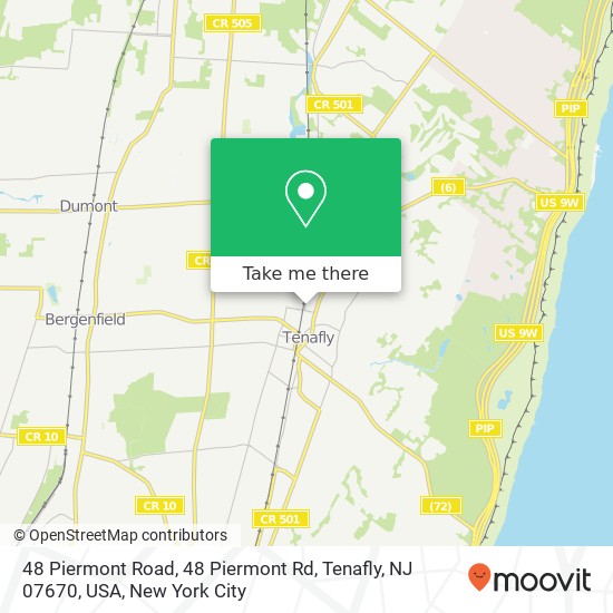 Mapa de 48 Piermont Road, 48 Piermont Rd, Tenafly, NJ 07670, USA