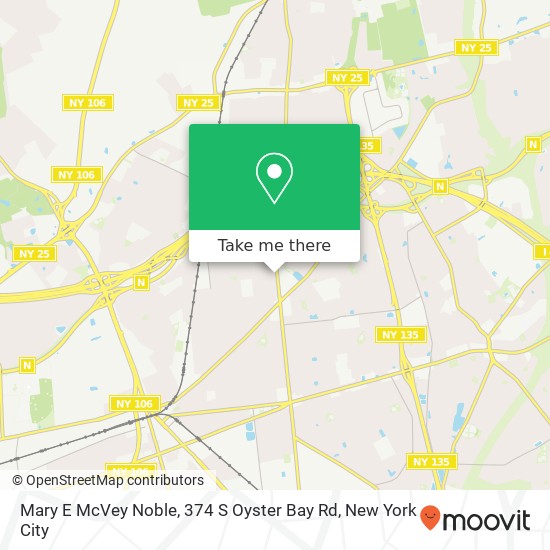 Mapa de Mary E McVey Noble, 374 S Oyster Bay Rd