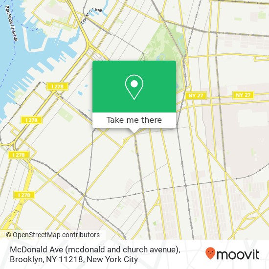 Mapa de McDonald Ave (mcdonald and church avenue), Brooklyn, NY 11218