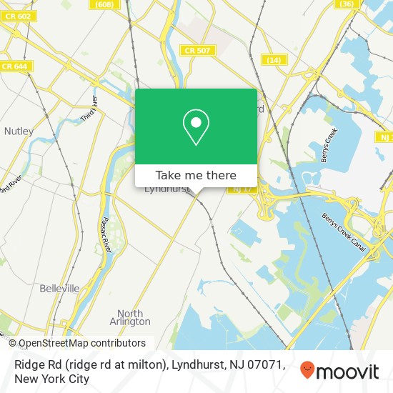 Mapa de Ridge Rd (ridge rd at milton), Lyndhurst, NJ 07071