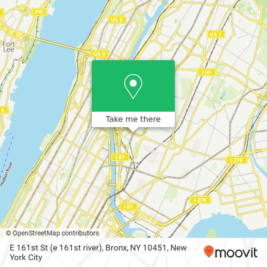 Mapa de E 161st St (e 161st river), Bronx, NY 10451