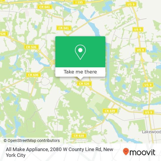 Mapa de All Make Appliance, 2080 W County Line Rd