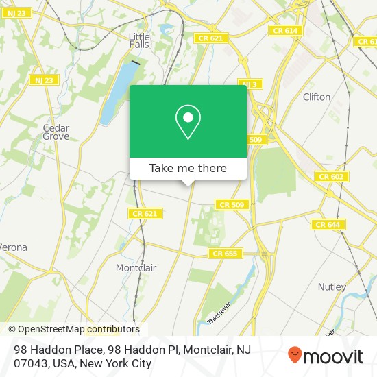 Mapa de 98 Haddon Place, 98 Haddon Pl, Montclair, NJ 07043, USA