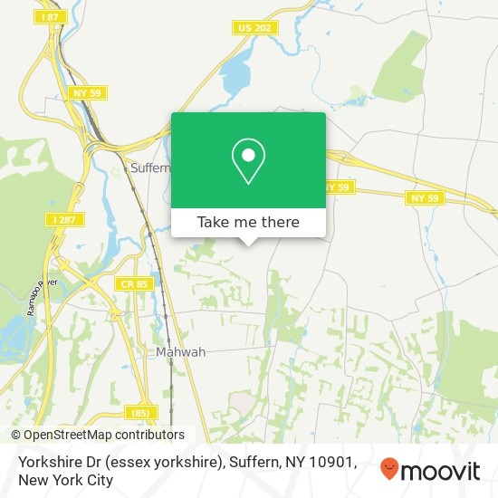 Mapa de Yorkshire Dr (essex yorkshire), Suffern, NY 10901
