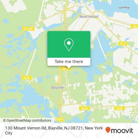 Mapa de 130 Mount Vernon Rd, Bayville, NJ 08721