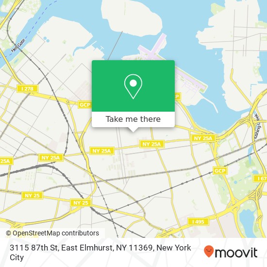 Mapa de 3115 87th St, East Elmhurst, NY 11369
