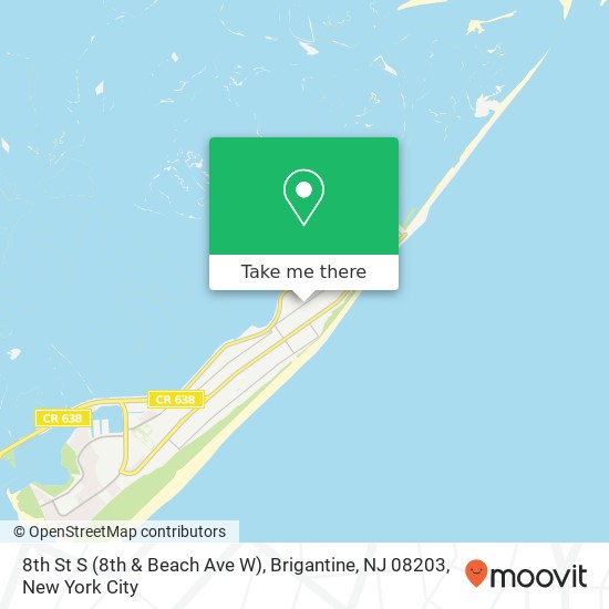 Mapa de 8th St S (8th & Beach Ave W), Brigantine, NJ 08203