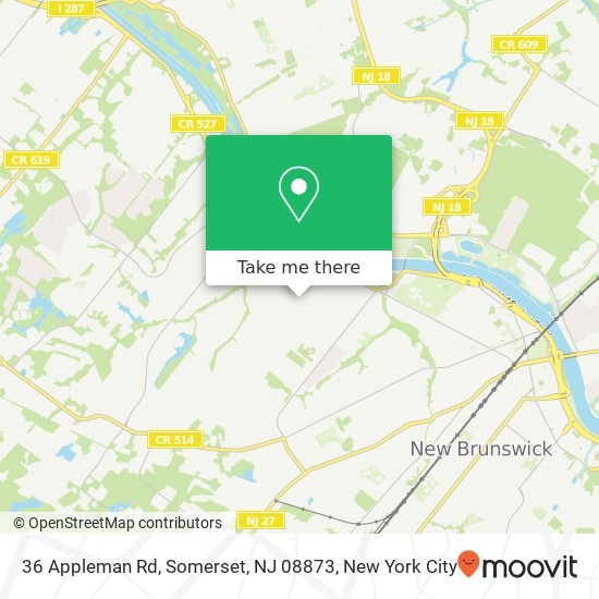 Mapa de 36 Appleman Rd, Somerset, NJ 08873