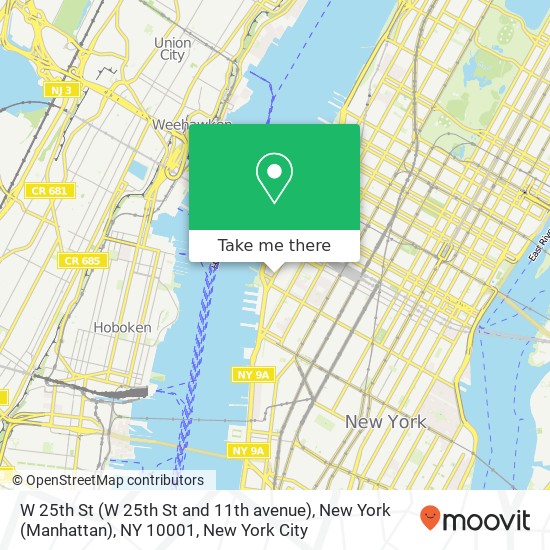 W 25th St (W 25th St and 11th avenue), New York (Manhattan), NY 10001 map