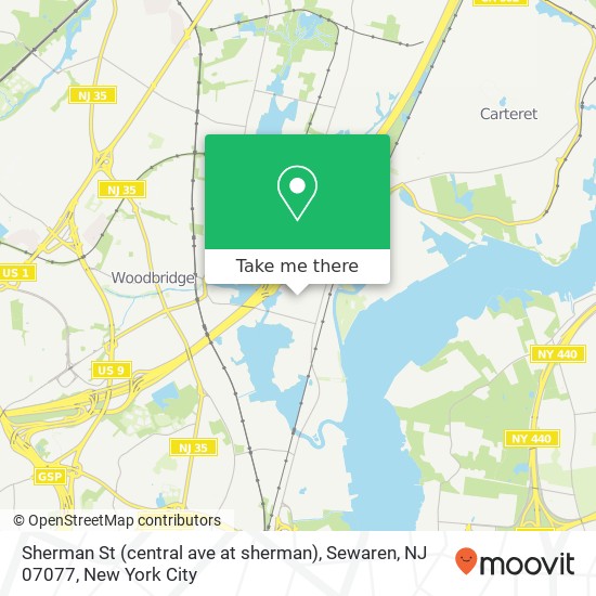 Sherman St (central ave at sherman), Sewaren, NJ 07077 map