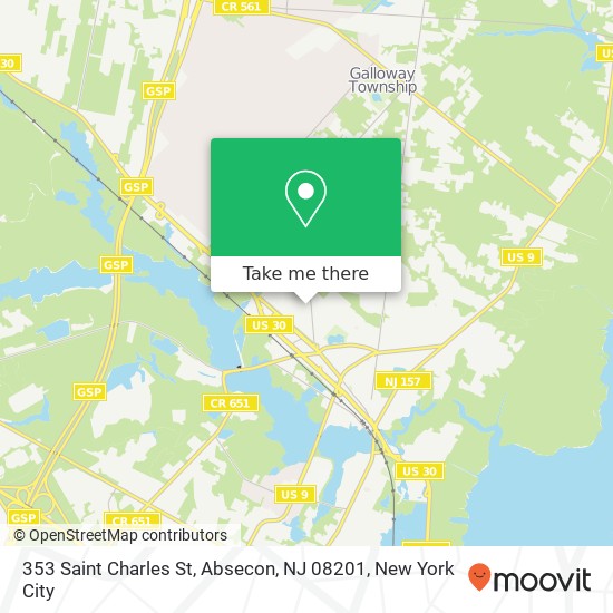 Mapa de 353 Saint Charles St, Absecon, NJ 08201