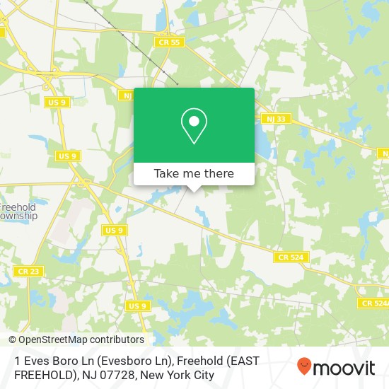 Mapa de 1 Eves Boro Ln (Evesboro Ln), Freehold (EAST FREEHOLD), NJ 07728