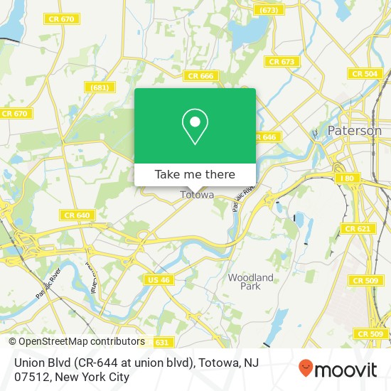 Union Blvd (CR-644 at union blvd), Totowa, NJ 07512 map