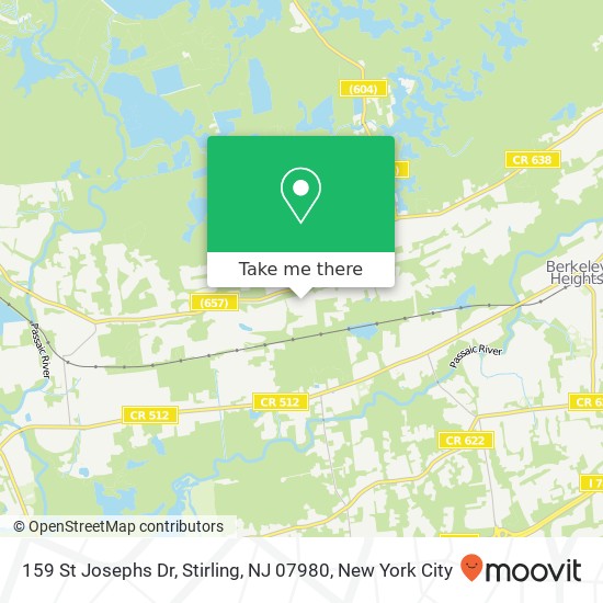 Mapa de 159 St Josephs Dr, Stirling, NJ 07980