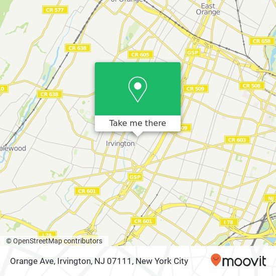 Mapa de Orange Ave, Irvington, NJ 07111