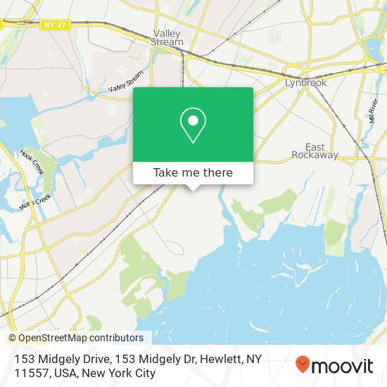 Mapa de 153 Midgely Drive, 153 Midgely Dr, Hewlett, NY 11557, USA