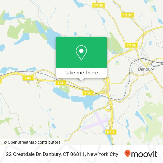 Mapa de 22 Crestdale Dr, Danbury, CT 06811