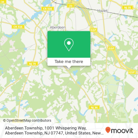 Aberdeen Township, 1001 Whispering Way, Aberdeen Township, NJ 07747, United States map