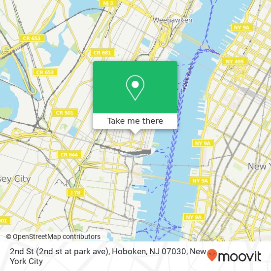 2nd St (2nd st at park ave), Hoboken, NJ 07030 map