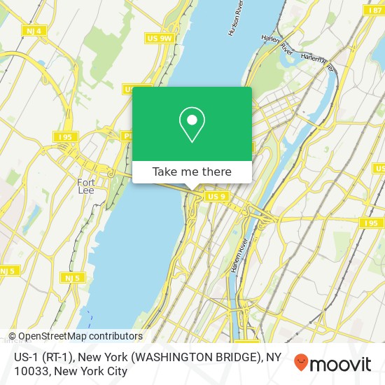 US-1 (RT-1), New York (WASHINGTON BRIDGE), NY 10033 map