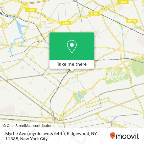 Mapa de Myrtle Ave (myrtle ave & 64th), Ridgewood, NY 11385