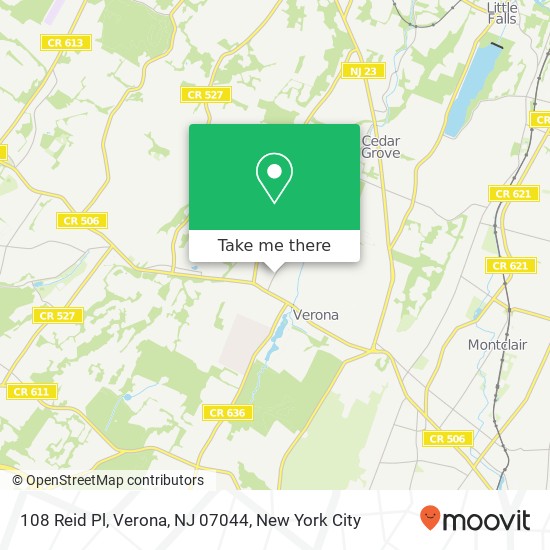 Mapa de 108 Reid Pl, Verona, NJ 07044