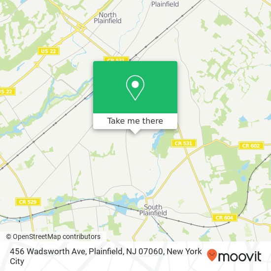 Mapa de 456 Wadsworth Ave, Plainfield, NJ 07060