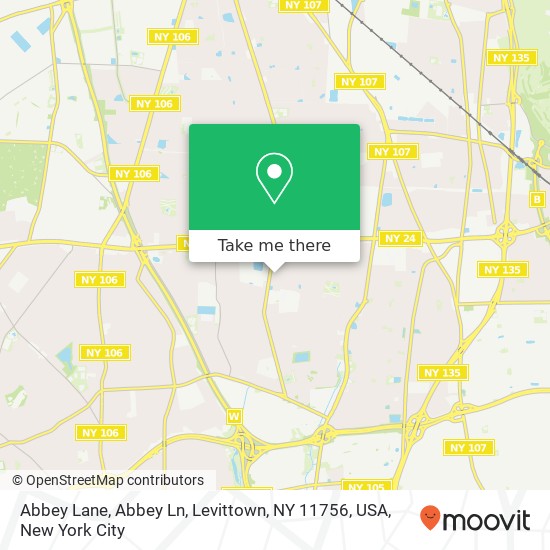 Mapa de Abbey Lane, Abbey Ln, Levittown, NY 11756, USA