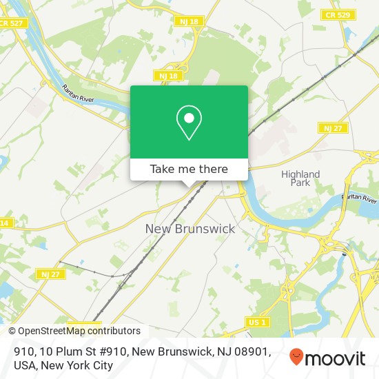 Mapa de 910, 10 Plum St #910, New Brunswick, NJ 08901, USA
