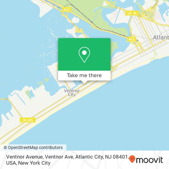 Ventnor Avenue, Ventnor Ave, Atlantic City, NJ 08401, USA map