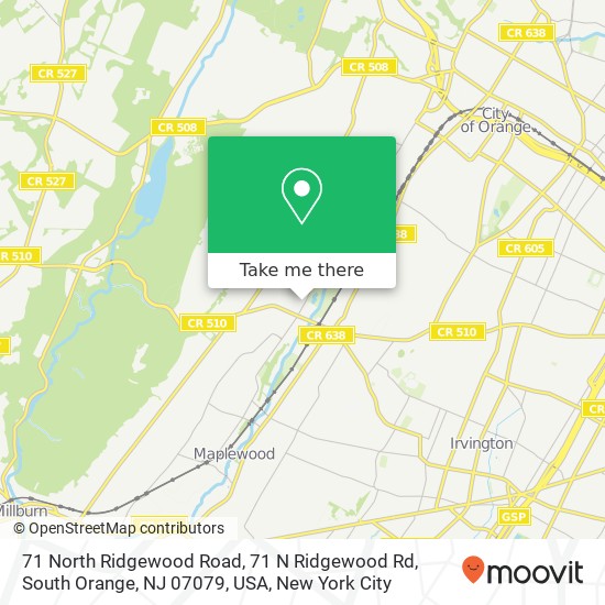 Mapa de 71 North Ridgewood Road, 71 N Ridgewood Rd, South Orange, NJ 07079, USA