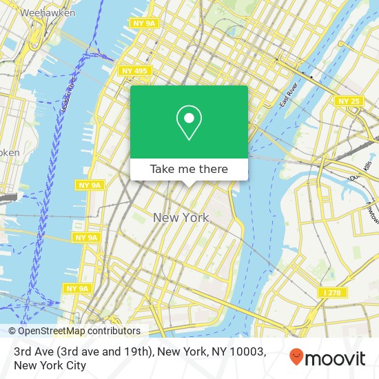 3rd Ave (3rd ave and 19th), New York, NY 10003 map