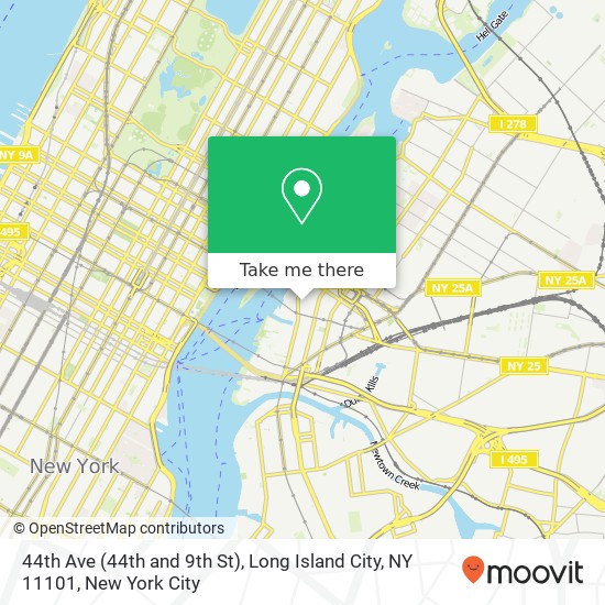 Mapa de 44th Ave (44th and 9th St), Long Island City, NY 11101