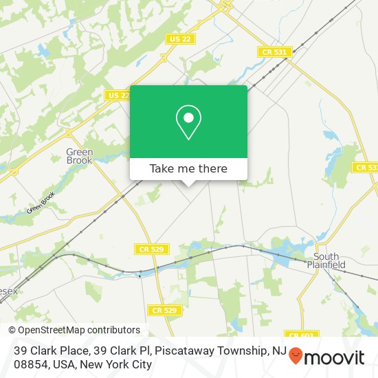 Mapa de 39 Clark Place, 39 Clark Pl, Piscataway Township, NJ 08854, USA