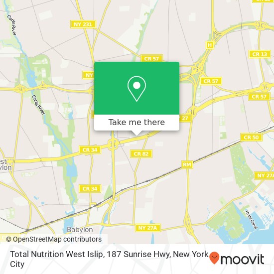 Mapa de Total Nutrition West Islip, 187 Sunrise Hwy