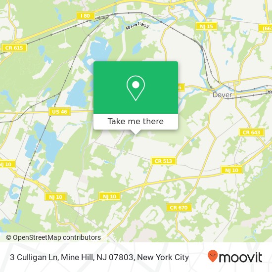 Mapa de 3 Culligan Ln, Mine Hill, NJ 07803
