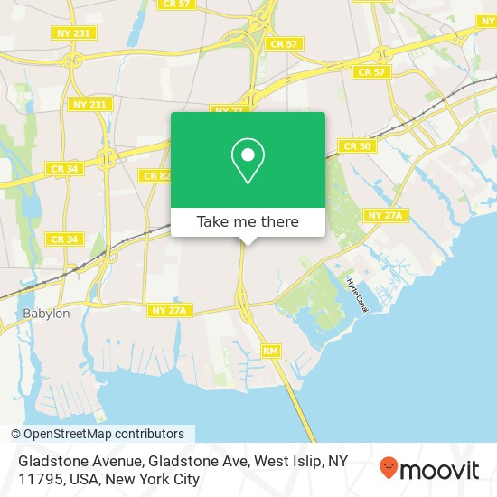 Mapa de Gladstone Avenue, Gladstone Ave, West Islip, NY 11795, USA