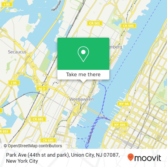 Mapa de Park Ave (44th st and park), Union City, NJ 07087