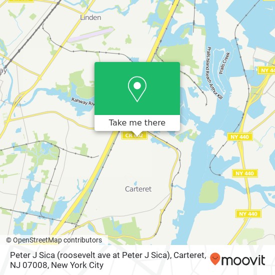 Mapa de Peter J Sica (roosevelt ave at Peter J Sica), Carteret, NJ 07008